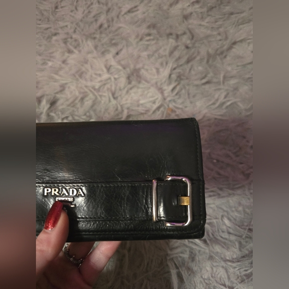 Prada Black & Silver Hardware Buckle Snap Long Wallet (EUC)(COA CARD) - Picture 10 of 12